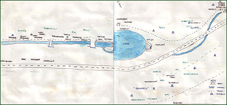 Helen Linklaters map showing locations of plants