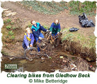 Clearing bikes from Gledhow Beck