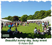 Beautiful sunny day, busy event